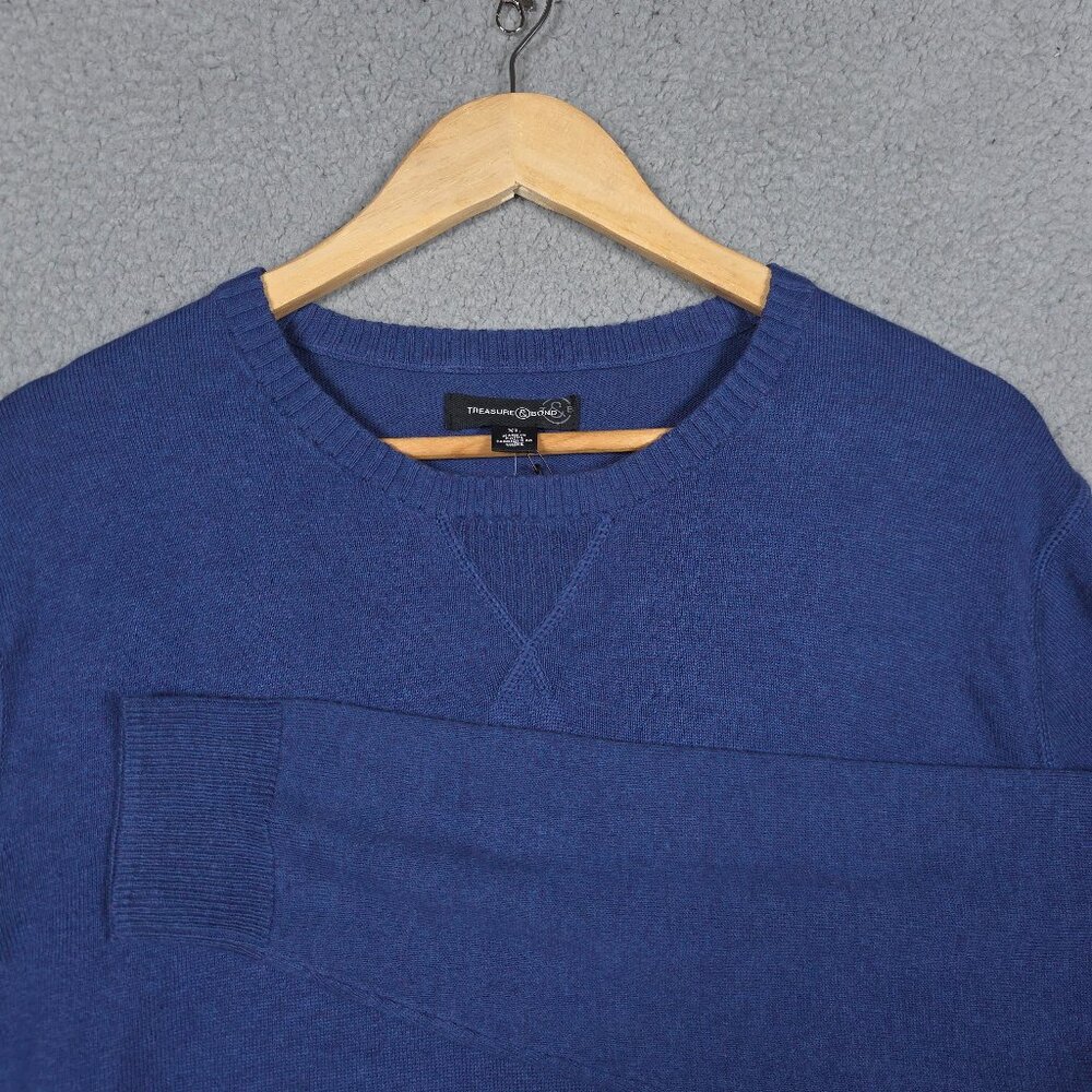 Treasure & Bond Sweater Size‎ XL Blue Estate Crewneck Cable Knit Cotton Cashmere